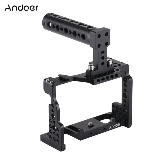 Andoer Caméra Cage + Poignée Supérieure Kit Film Vidéo Faisant Stabilisateur Alliage d'Aluminium avec Fixation à Chaussures Froides pour Caméra Sony A7II/A7III/A7SII/A7M3/A7RII/A7RIII