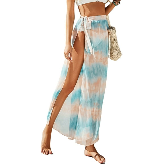 Txlixc Mujeres Bikini Cubrir Ups Color sólido / Impreso Cintura alta Tie Up Beach Wrap Falda Traje de baño Traje de baño Wraps Txlixc Estilo de ocio