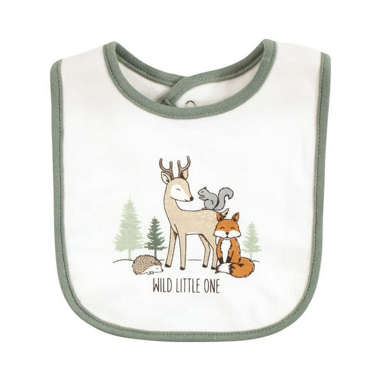 Hudson Baby Unisex Baby Cotton Bibs, Forest Animals, One
