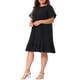 thumbnail image 4 of Vestido de mezclilla de mujer plus size Agnes Orinda, con volantes, casual de verano, de manga corta, talla 4X, negro, 4 of 6