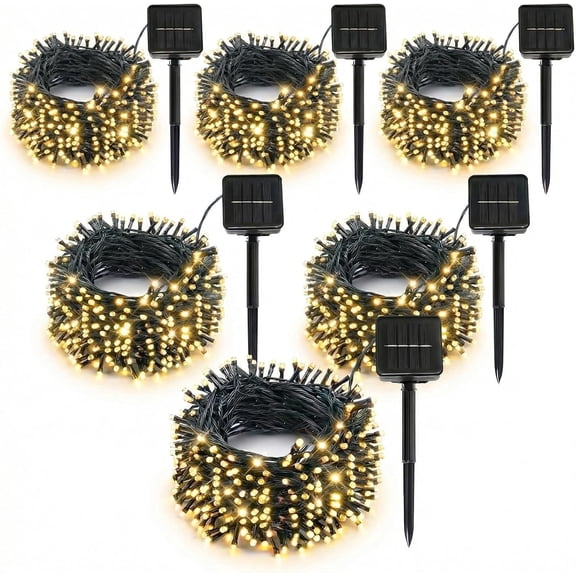 6-Pack 236Ft Solar String Lights Outdoor, 600 LED Waterproof Fairy Lights with 8 Modes for Garden, Patio, Wedding, Party & Christmas Decor