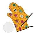 thumbnail image 3 of XMXT Heat Resistant Oven Mitts and Pot Holders Sets, Mexican Skull Decoration Oven Mitt Hot Pads Kitchen Cooking BBQ Gloves, 4 Pcs, 3 of 8