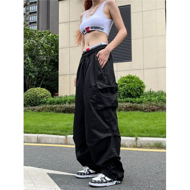 Cheap Big Pockets Harajuku Cargo Pants Women High Waist Casual Trousers  Baggy Sweatpants Sport Pants