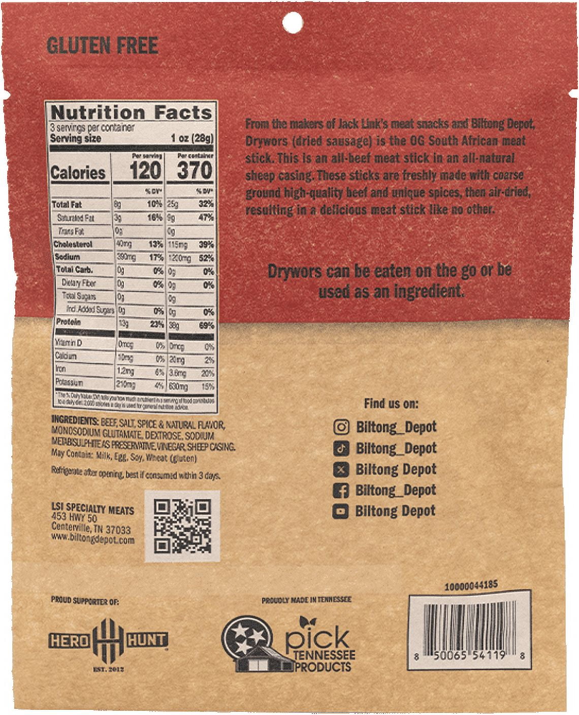 Biltong Depot Crown Drywors Bundle (3oz, pack of 3): High Protein Snack, No Sugar, Dried Beef Sausage Sticks