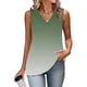 thumbnail image 5 of Mujeres sin mangas Tops de verano gradiente color fuera de posición impresión V-cuello blusa casual Mujeres V-cuello de verano Tops, 5 of 6