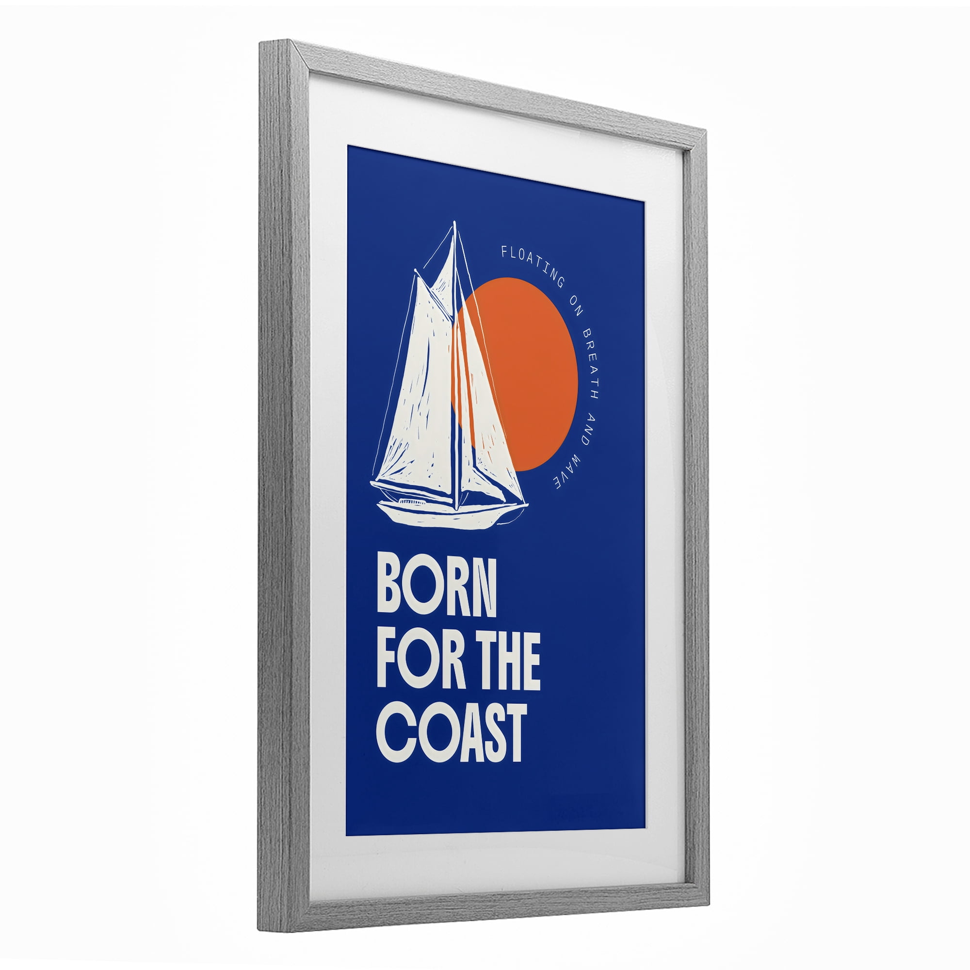 Stupell Industries Born For The Coast Gray Framed Print Under Glass, design by Creative Studio