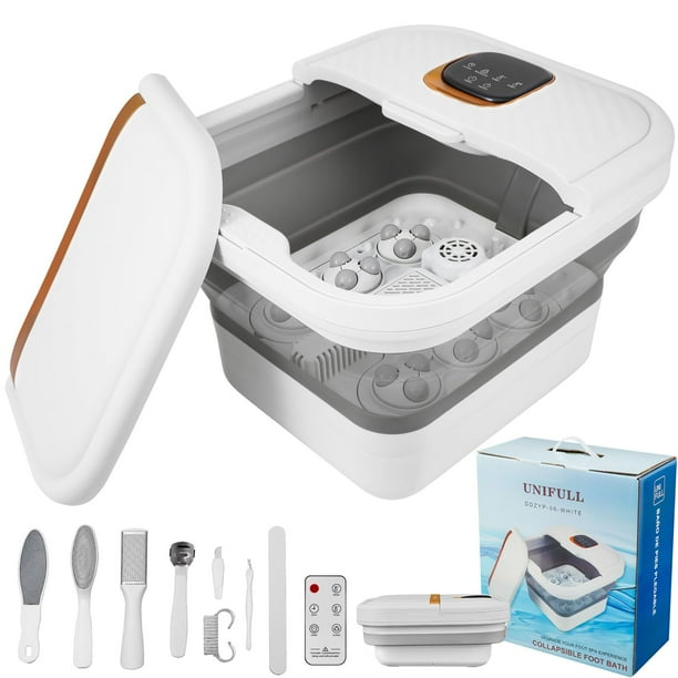 Bañera de hidromasaje para pies UNIFULL plegable con calor y masajeador, 6 modos