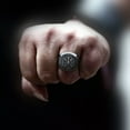 thumbnail image 5 of HOOUN Viking's Cross Axes Compass Ring Men's Vintage Satinless Rings Punk Biker Band-10, 5 of 5