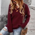 thumbnail image 2 of Lilgiuy Women Casual Solid Hollow Out Pullover Long Sleeve V-Neck Sweater Fashion 2022 Spring Winter, 2 of 5