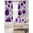 thumbnail image 2 of Fsddascl Purple Geometric Blackout Curtains for Bedroom/Living Room, Thermal Insulated Kitchen Curtains, Gold White Hexagon Modern Grommet Darkening Window Treatment Drapes 27.5"x39"x2, 2 of 8