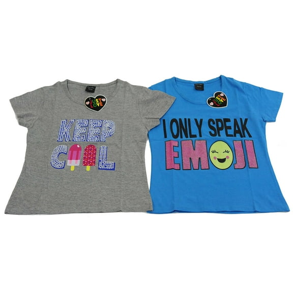 15503-C-4-5 Just Love T Shirts for Girls (Pack of 2) (Grey / Turquoise, 5-Apr)