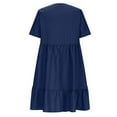 thumbnail image 5 of MaFYtyTPR Womens Pleat Summer Dresses Casual V-Neck Short Sleeve Long Maxi Dress on Navy XXXXXL, 5 of 6
