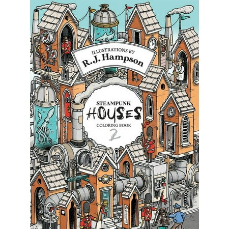 Steampunk Houses 2 Colouring Book, (Hardcover)