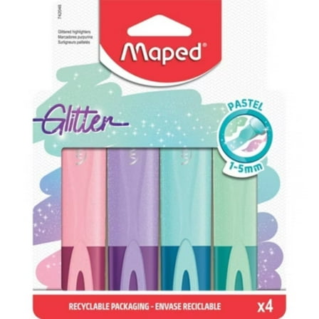 Maped 4pk Fluo Peps Classic Pastel Glitter Highlighters