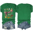 thumbnail image 2 of Blusas de Verano de las Mujeres Flor Impresa Cuello Redondo Manga Corta Superior, Verano Superior de las Mujeres, 2 of 4