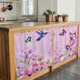 thumbnail image 6 of Pink Flower Tier Curtains 36 Inch Length, Spring Floral Butterfly Elegant Pastoral Birds Cafe Short Curtains for Bathroom Over Sink, Small Kitchen Curtain Light Filtering Drapes 2 Panels 27.5"Wx36"L, 6 of 8