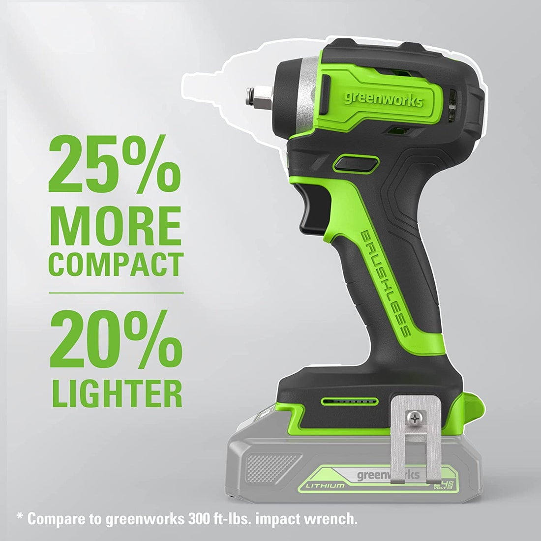 Greenworks 24V 3/8" Brushless Cordless Impact Wrench, 150-ft lbs. 2,400 RPM, Tool Only