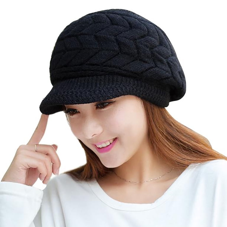 Ichaunyi Winter Visor Beanie Hat, Unisex Acrylic Knit Cap  display picture 1