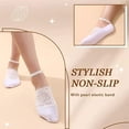 thumbnail image 3 of CAILDANL 4 Pair Pearl Lace Socks for Women, Crystal Tulle Pearl Summer Socks, 3 of 8