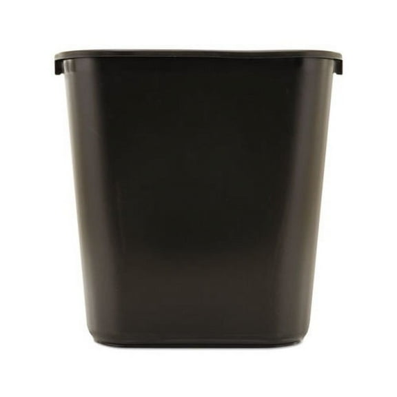 Deskside Plastic Wastebasket Rectangular, 7 gal, Black