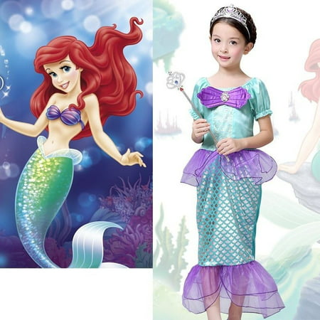 The Little Mermaid Ariel Kids Girls Dresses Princess Cosplay Halloween Costume