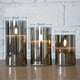 thumbnail image 2 of Velas parpadeantes sin llama de vidrio gris plateado con control remoto, paquete de 3 velas falsas LED realistas. 3" de alto 4" 5" 6", 2 of 5