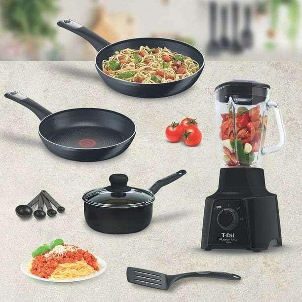 Batería de Cocina T-Fal Easy Care con Licuadora de Vidrio Negro