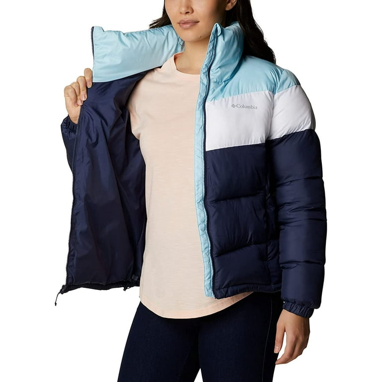Columbia Womens Puffect Color Blocked Jacket Nocturnal White Spring Blue 3X