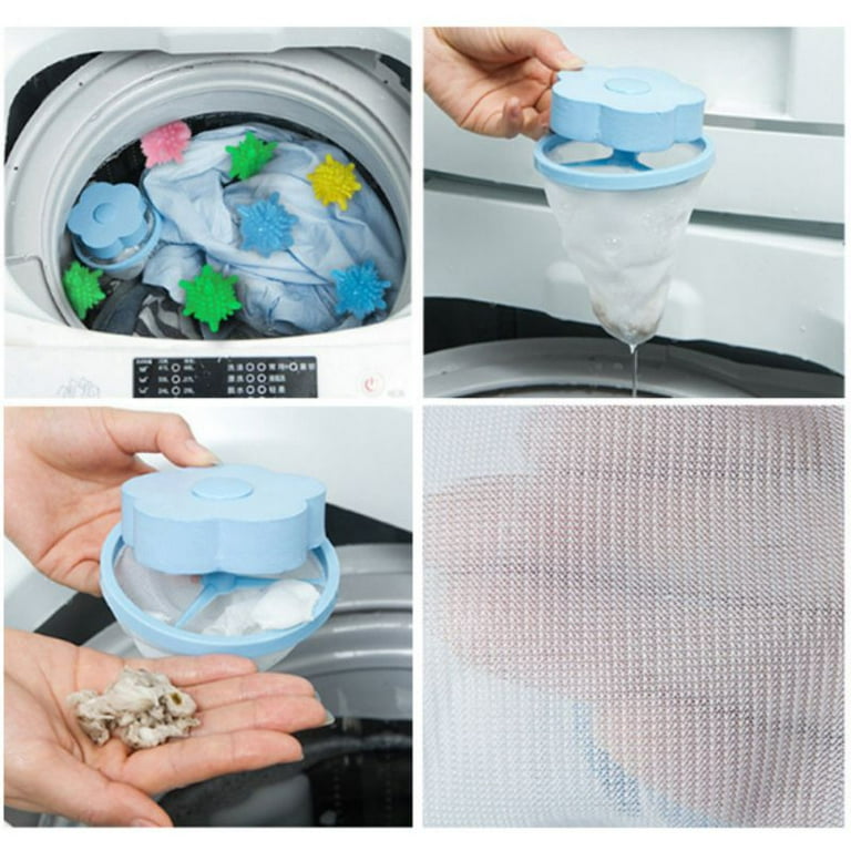 2PCS Reusable Washing Machine Floating Lint Mesh Bag Portable Washer Lint  Catcher Washer Hair Catcher Washing Machine Lint Trap for Household Tool