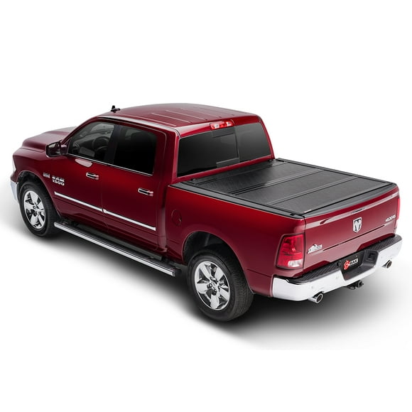 Convient aux Toyota Tacoma 2016-2023 BAK Industries Housse Tonneau 772426 BAKFlip F1; Pliage Rigide; 2 Plis/3 Panneaux; Verrouillable à l'Aide du Verrou de Poignée de Hayon; Noir; Fibre de Verre; Peut Être Utilisé avec la Boîte à Outils BAK