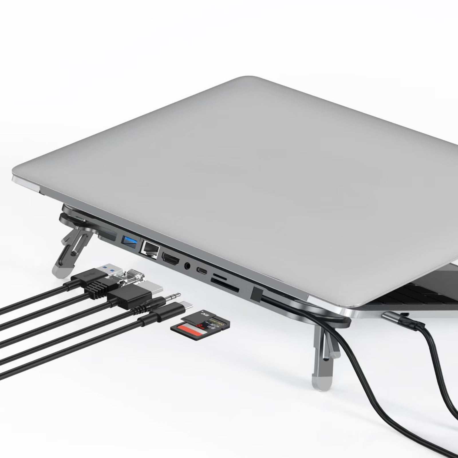 Port USB C Laptop Docking Station Stand 7 Port Ethernet Adapter 4K60Hz PD100W Charging USB3.0 Foldable Height Adjustable