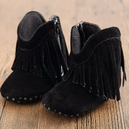 

Newborn Toddler Tassel Boots Baby Infant Boy Girl Soft Soled Winter Shoes