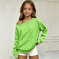 thumbnail image 4 of Girls Ribbed off Shoulder Sweatshirts Oversized Trendy Solid Sweater Kids, 4 of 5