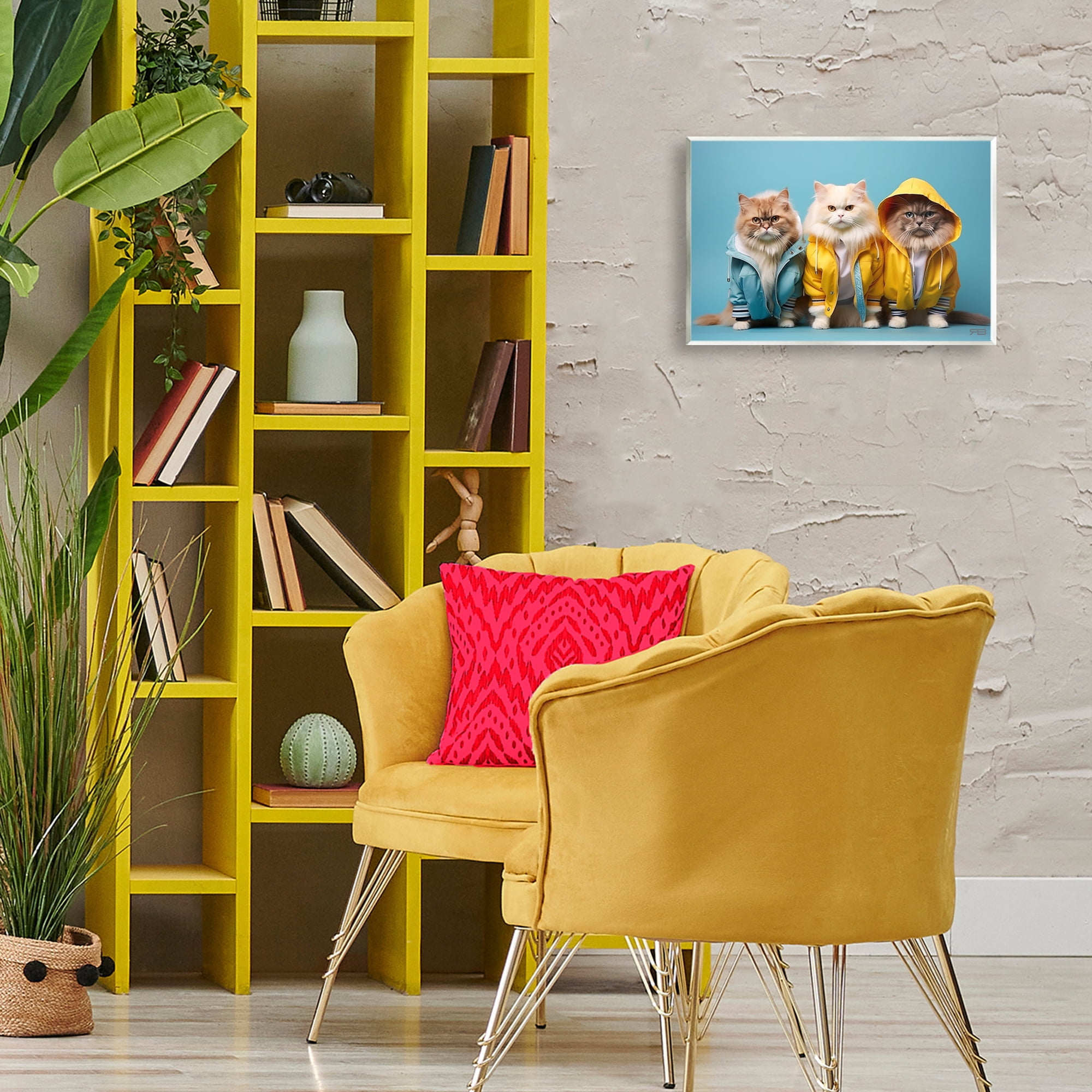Stupell Industries Funny Stylish Cats Animals & Insects Painting Unframed Art Print Wall Art, 15 x 10