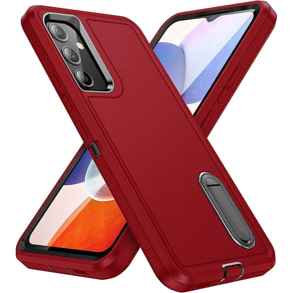 for Samsung Galaxy A14 5G Case, Samsung A14 Phone Case with Built in Kickstand,Shockproof/Dustproof/Drop Proof Military Grade Protective Cover for Galaxy A14 5G (Red/Black)