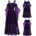 thumbnail image 2 of Venta de disfraces Vestido vintage de Halloween para mujer, gótico, con mangas de mariposa, corsé de talla grande, hombros descubiertos, con cordones, vestido medieval para fiesta de graduación, 2 of 5