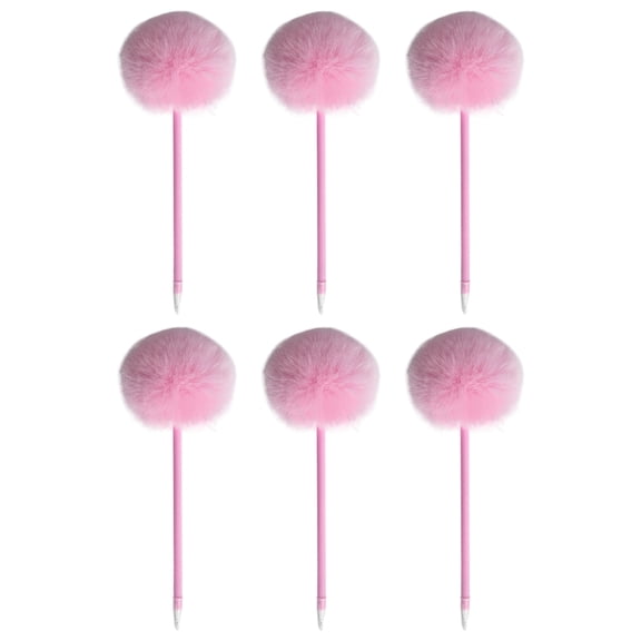 Sinyiin Pack of 6 Furry Pom Ballpoint Pen Writing Pen 0.7mm for Adult Student Writing