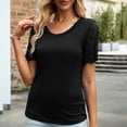 thumbnail image 5 of Summer Saving Wycnly Womens Tops Dressy Casual Going out Sexy Lace Patchwork Basic Fit Lightweight Tunic Tees Shirts Summer Short Sleeve Crewneck Tops Solid Blouse Black l, 5 of 6