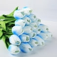 thumbnail image 2 of 12 Pcs Multicolor Tulips Artificial Flowers Faux Tulip Stems Real Feel PU Tulips Easter Spring Wedding Bouquet Centerpiece Floral Arrangement Cemetery Table Décor 13.18" Tall, 2 of 7