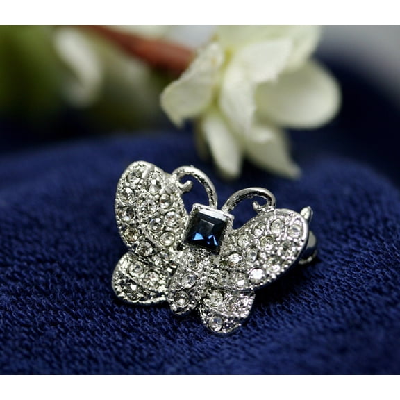 Butterfly Brooch Pin Crystal Blue Rhinestone Lovely Brooches For Women