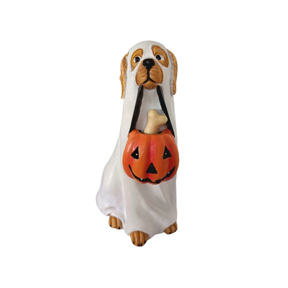 Spooky Ghost Dog Halloween Figurine, 7.09Inch Ghost Dog Halloween Table Shelves Ornatment, Halloween Decorations for Indoor Outdoor