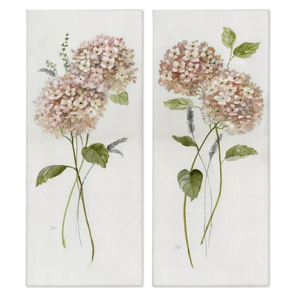 Stupell Industries Pink Hydrangea Sprigs Floral Painting Wrapped Canvas Canvas Art Print Wall Art, 10 x 24, Set of 2