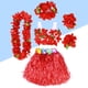 thumbnail image 5 of BRIGHTFUFU 6Pcs Hawaii Tropical Hula Grass Dance Falda Niños Flor Leis Pulseras Diadema Collar Sujetador Conjunto 40cm (Falda roja), 5 of 7