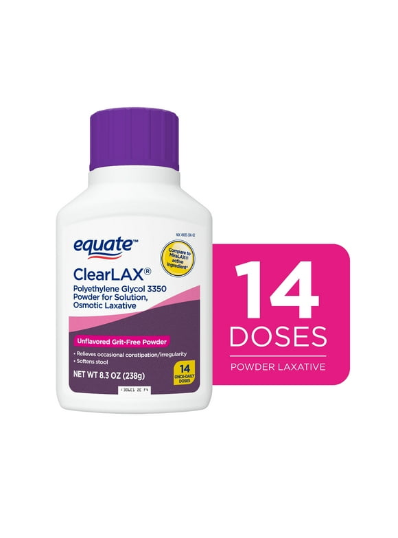Equate ClearLax Polyethylene Glycol 3350 Powder for Solution, Unflavored, 14 Doses