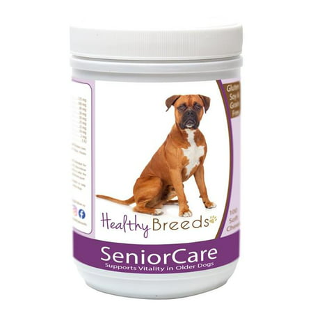 healthy breeds senior dog multivitamin soft chews for boxer  - over 100 breeds - grain free - supports healthy hip & joint energy levels & immune system - 100