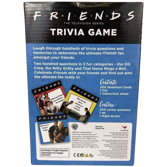 Amigos El juego de trivialidades de la serie de televisión - 2 o más jugadores de 16 años. Cardinal Cardinal