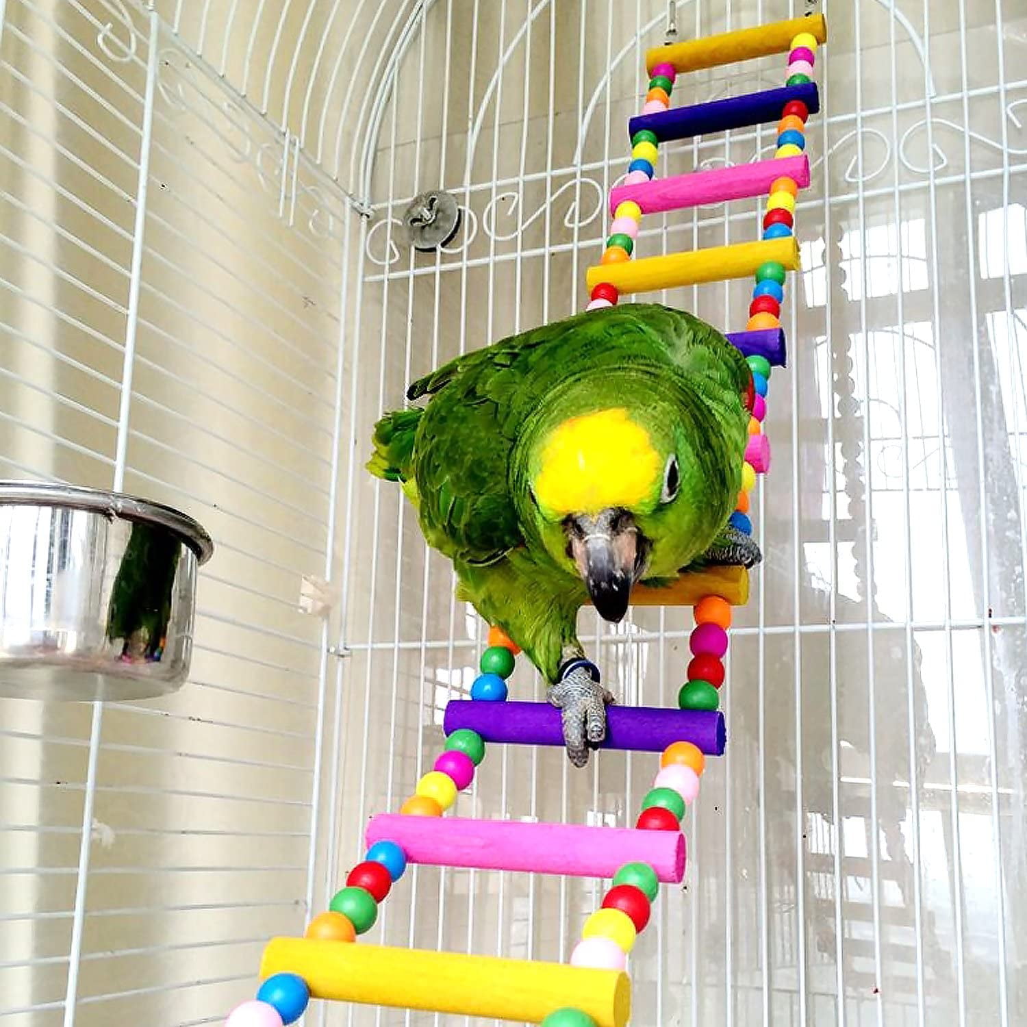 Bird Parrot Toys Ladders Swing Chewing Toys Hanging Pet Bird Cage Accessories Hammock Swing Toy for Small Parakeets Cockatiels Lovebirds Conures Macaws Lovebirds Finches 10 ladders Walmart