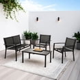 thumbnail image 2 of Sala Exterior para Jardín Textileno Sillas Sillon Mesa 4Pzas 
 negro, 2 of 9