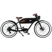 GREASER RETRO STYLE Vélo électrique - Roues de 26", Moteur électrique sans balais Bafang 350W, 7 vitesses, 36V13Ah, Batterie Li-Ion, Autonomie étendue, Noir/Noir