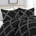 thumbnail image 3 of D.N.G. BEDDINGS 3 Piece Luxury Two Tone Diamond Ruffle Pattern Comforter Set Premium Super Soft All Season 800 Thread Count, 100% Egyptian Cotton, Full/Queen Size Dark Grey/Black Solid Color, 3 of 4